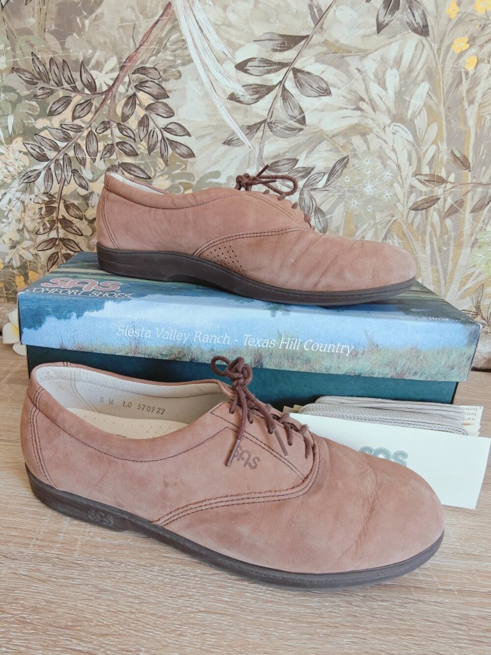SAS Walk Easy Brown Nubuck Leather Comfort Walking Shoes Sz 8W Made USA